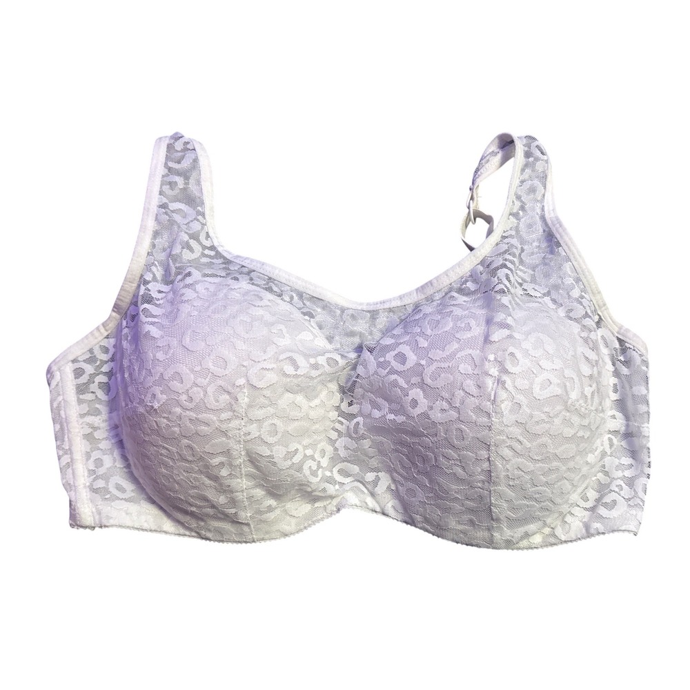 White Leopard Lace Full Figure Underwire Bra Full Coverage Size 40C